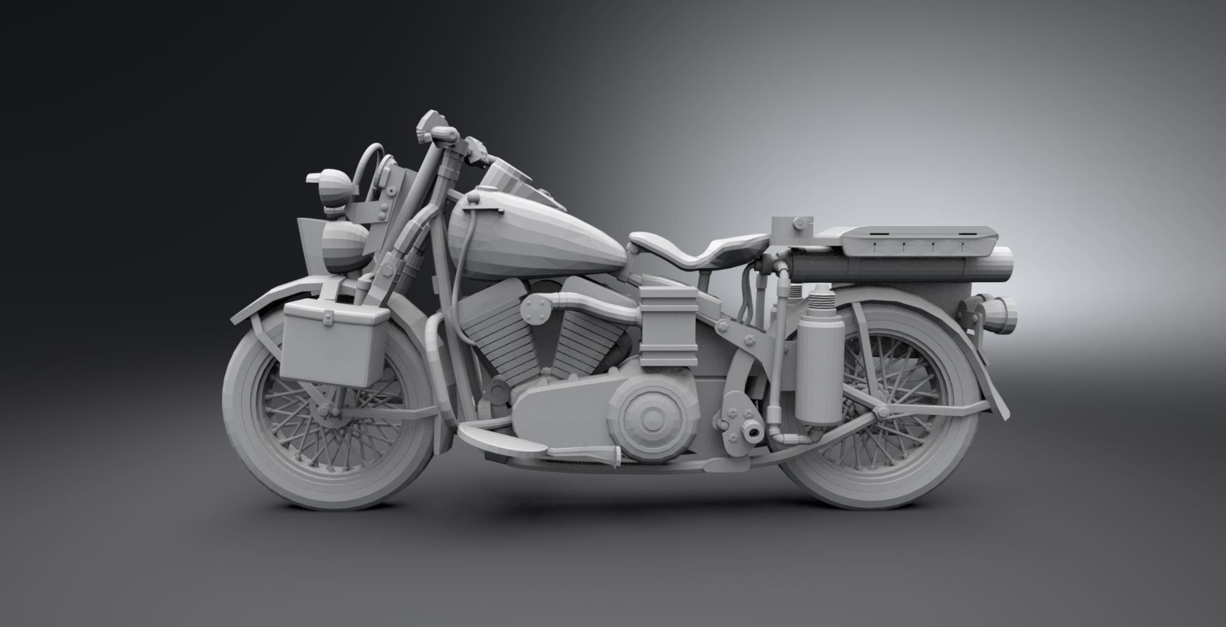 Harley Davidson WW2 Bike 3D print model_1