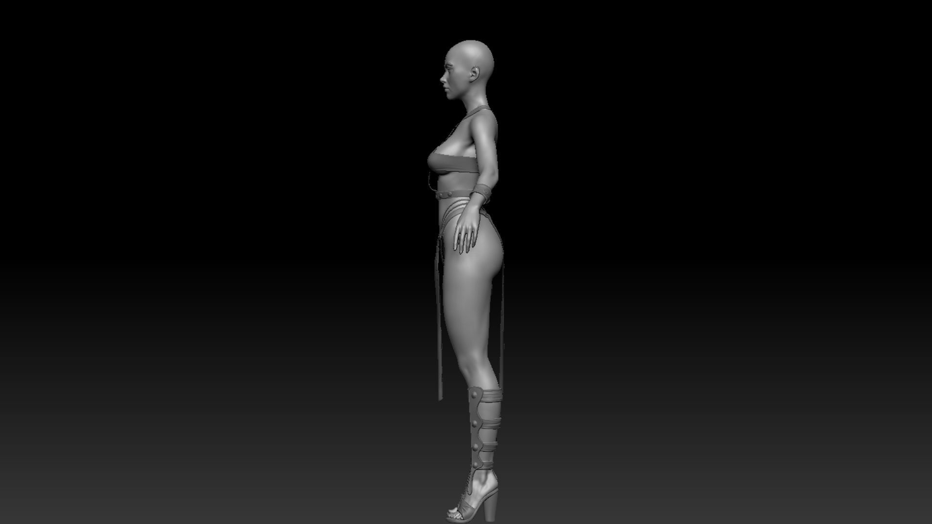 Amazon - Low poly and High poly Female base mesh 3D model_5
