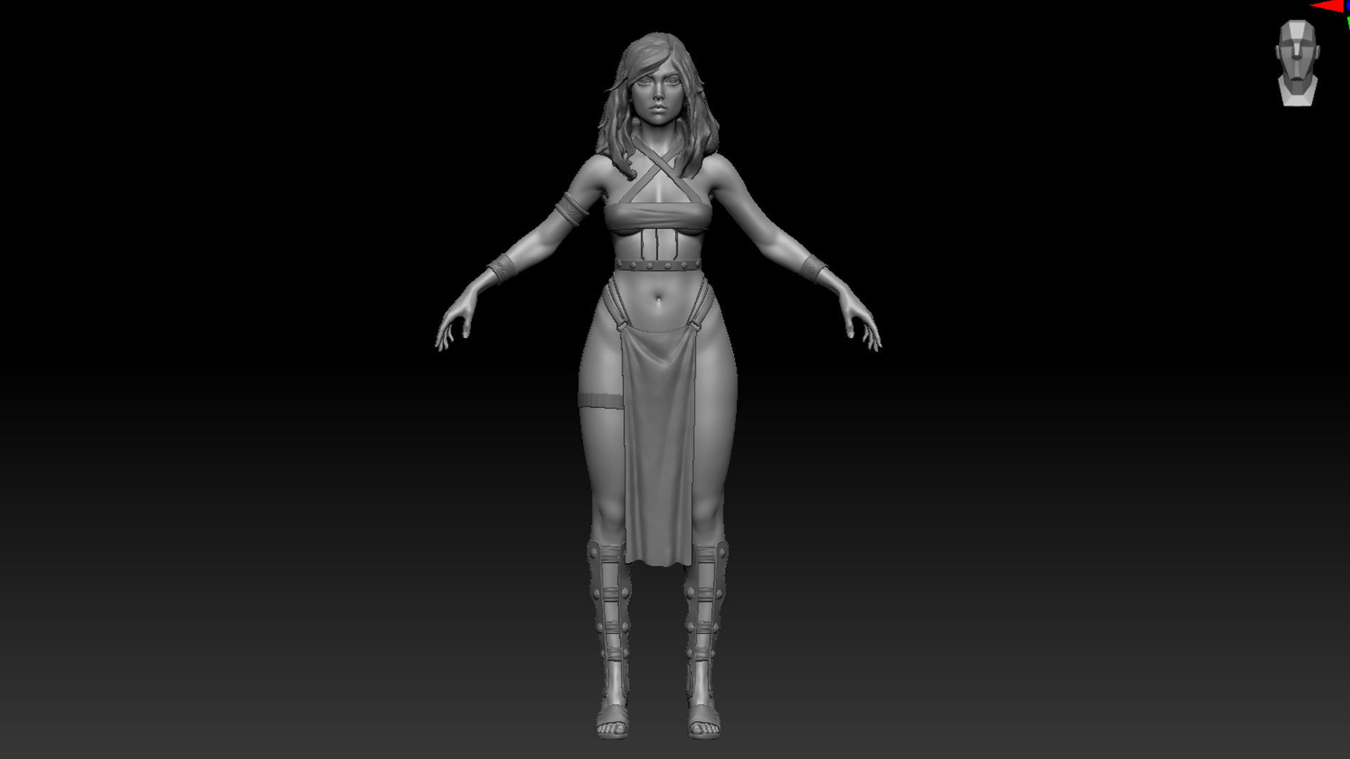 Amazon - Low poly and High poly Female base mesh 3D model_3