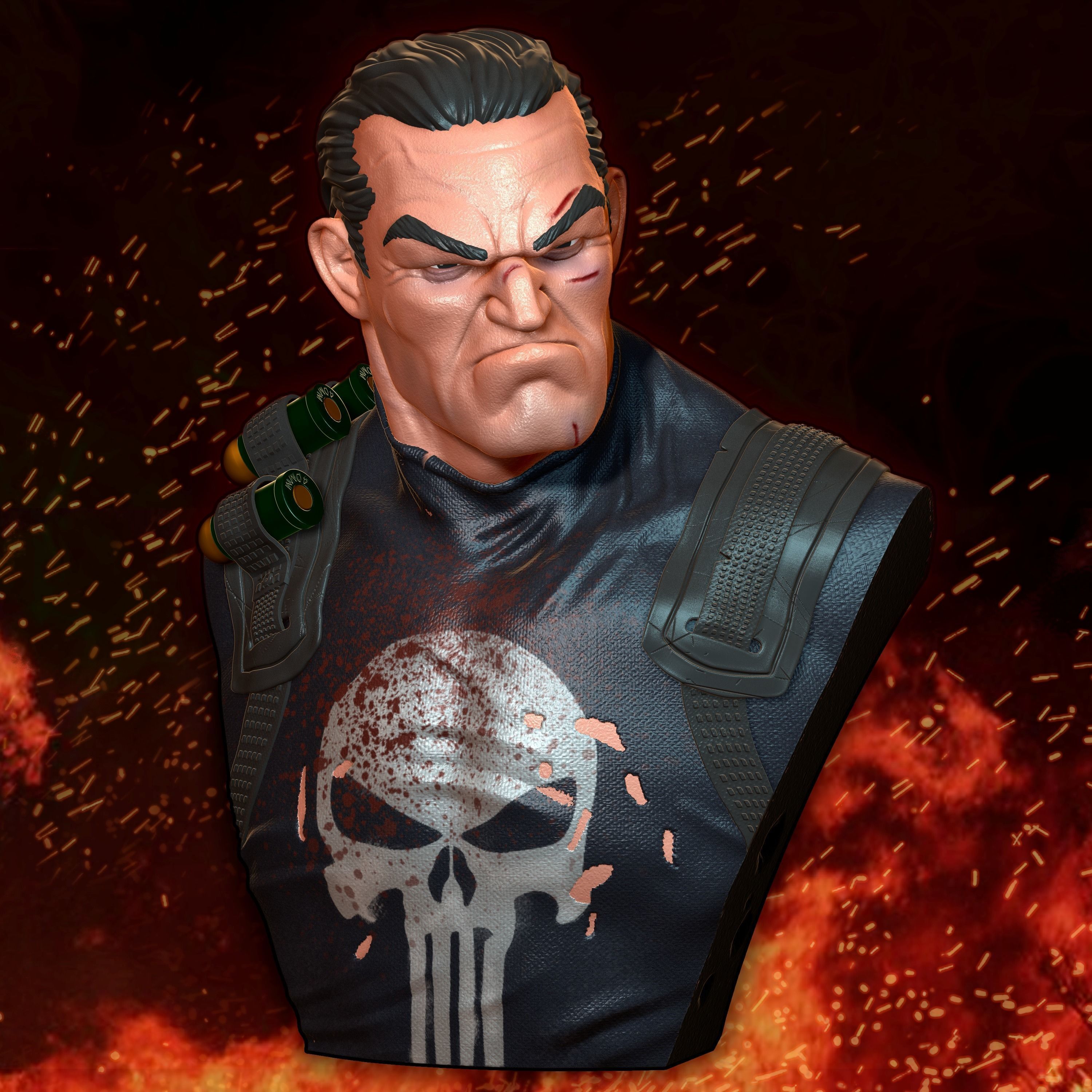 Punisher bust 3D print model_1