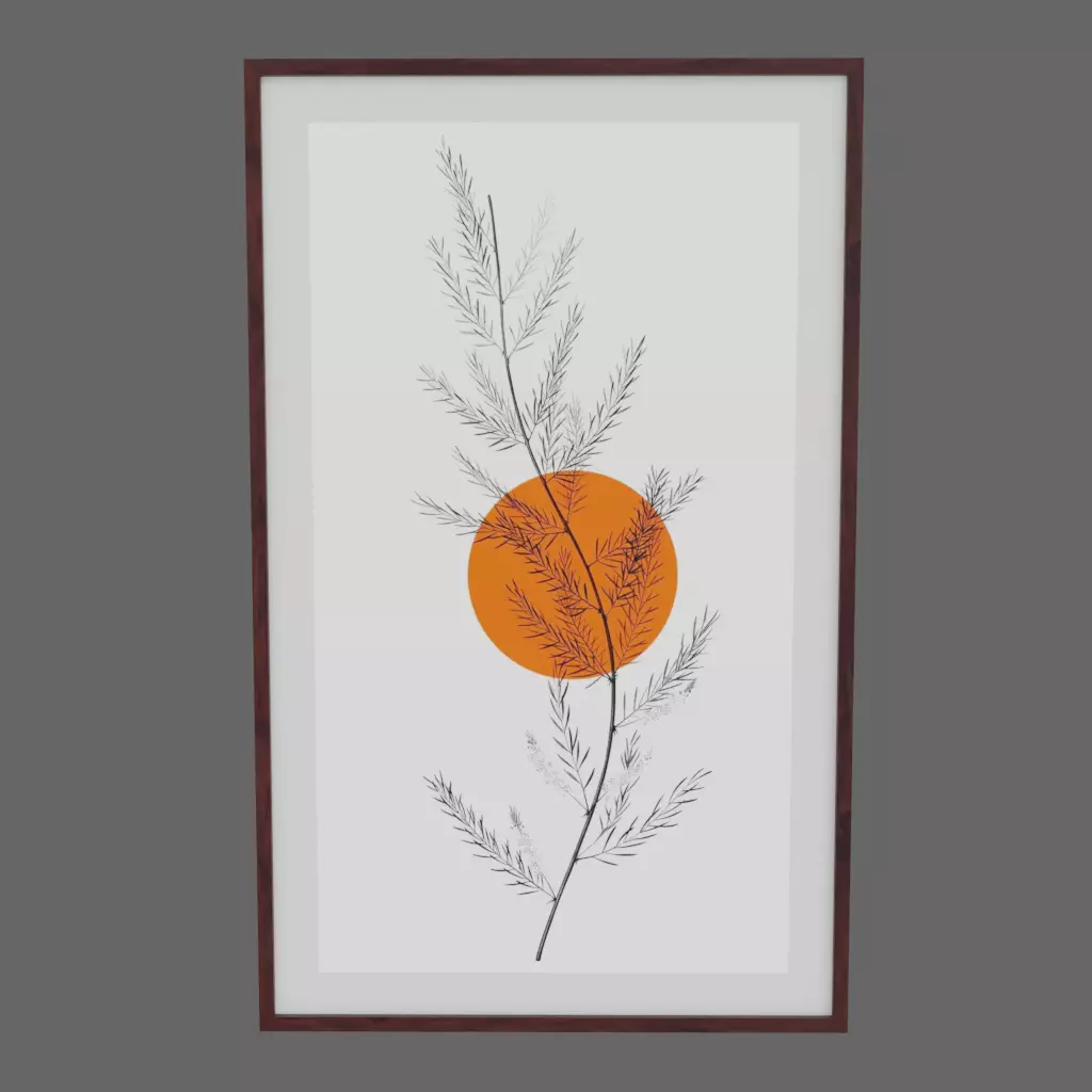 Photo-frame twigs and leaves art Free 3D model