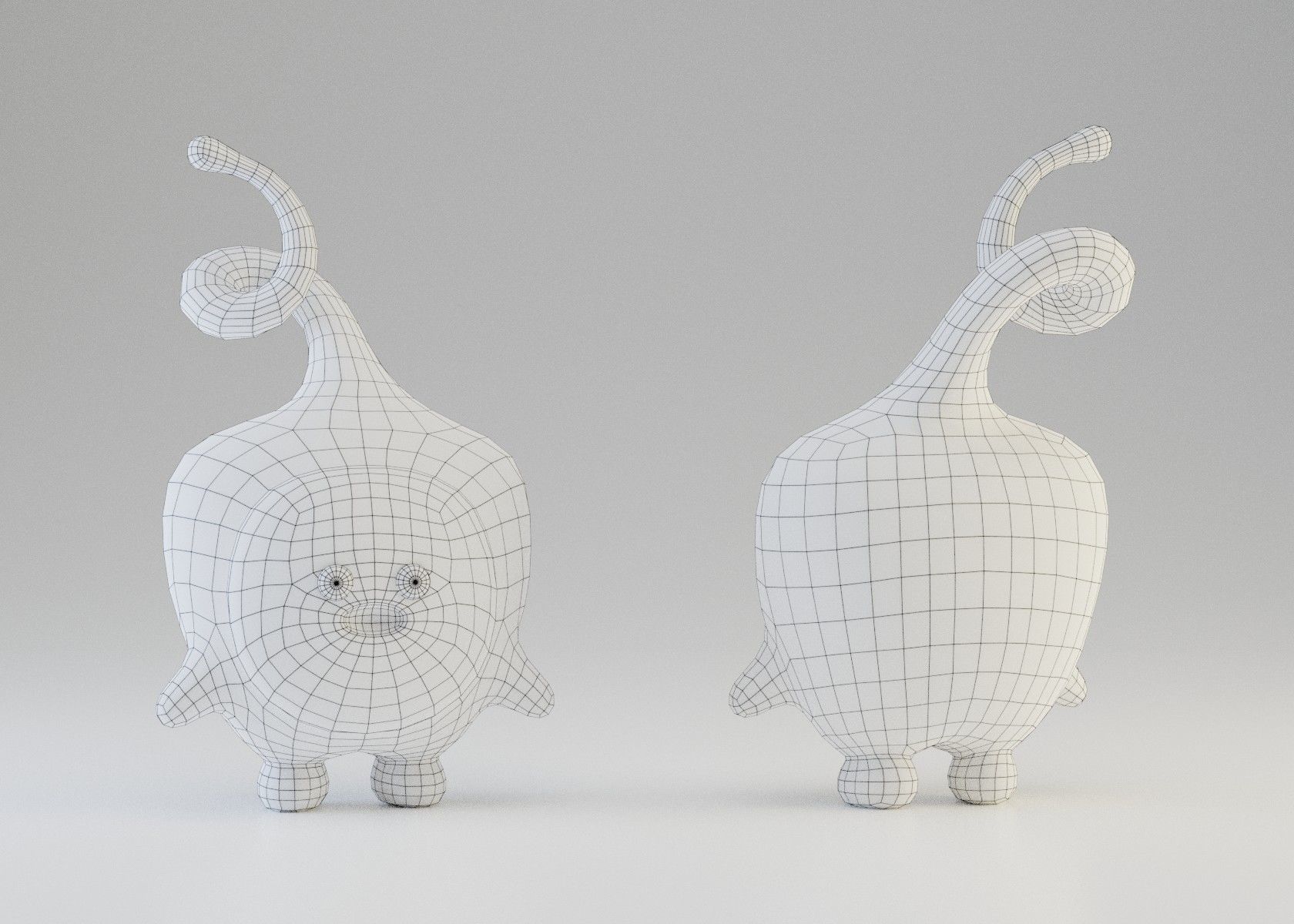 Red mini cute creature Low-poly 3D model_3