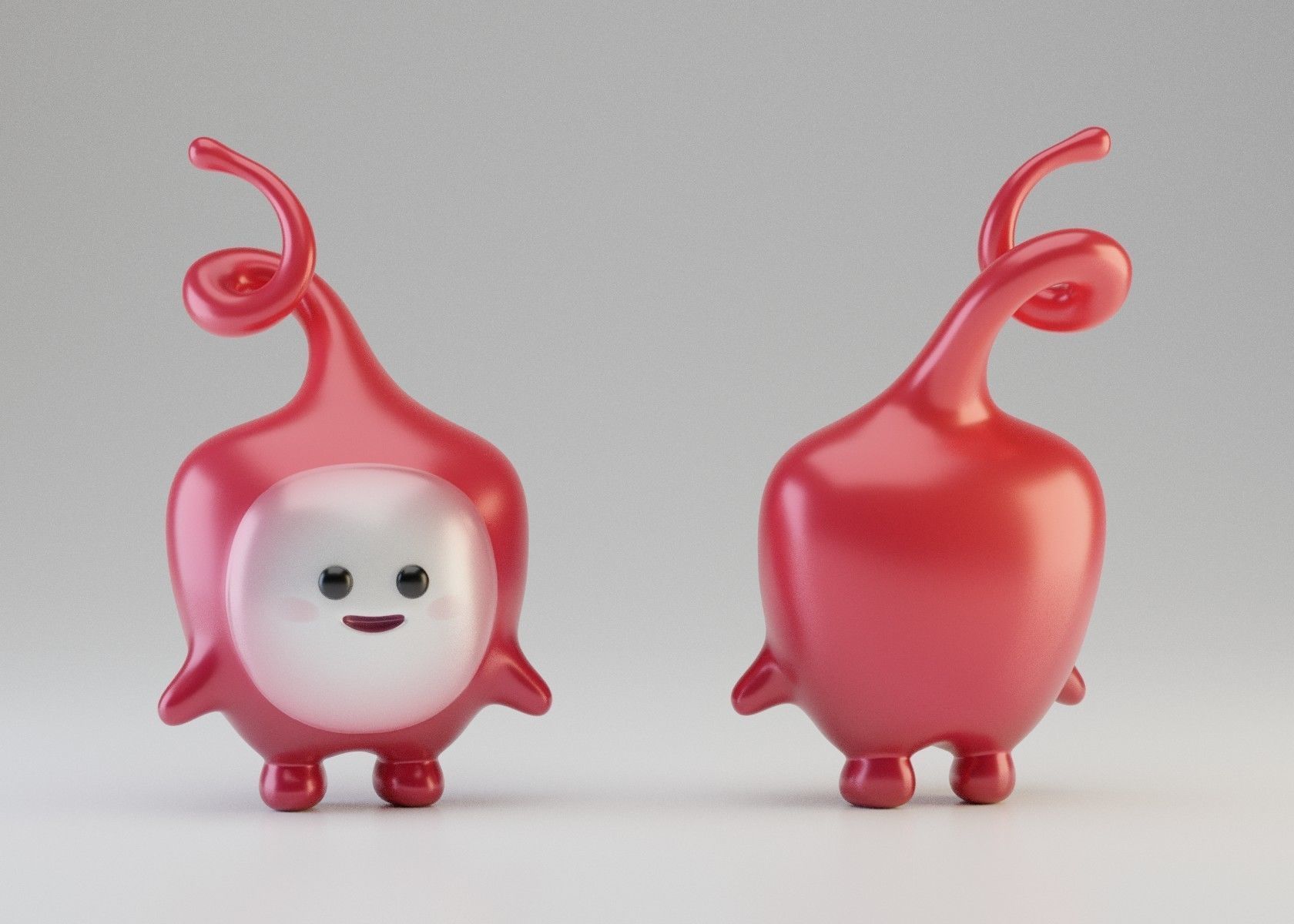 Red mini cute creature Low-poly 3D model_1