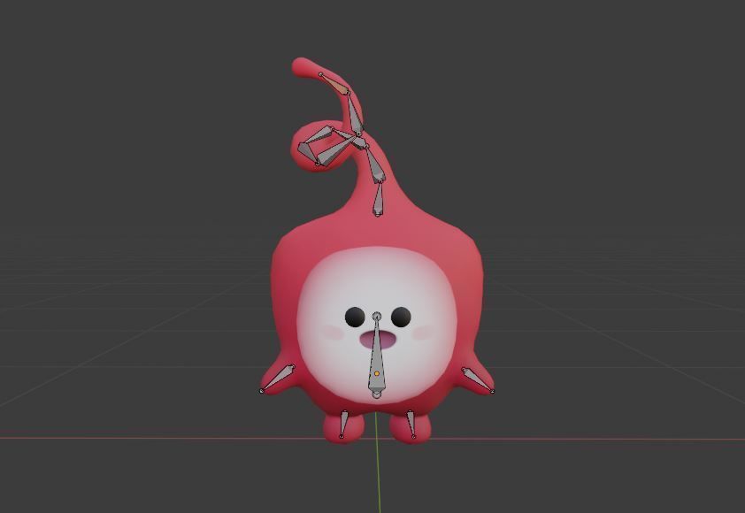 Red mini cute creature Low-poly 3D model_4