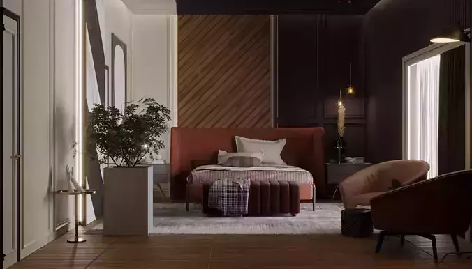 Bedroom interior scene 3D model 3D model