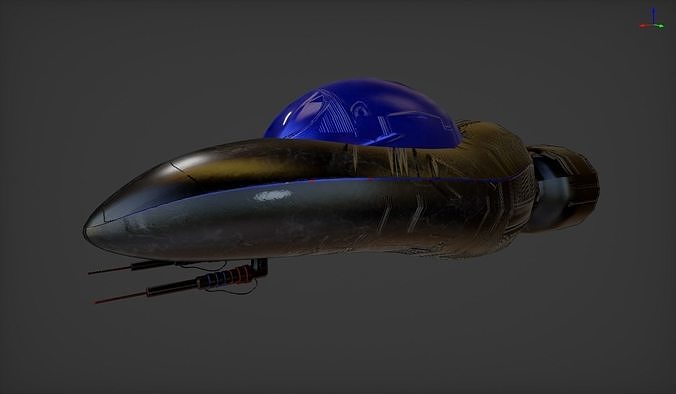 Spaceship with light Free low-poly 3D model