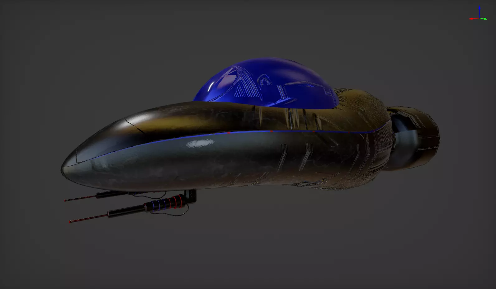 Spaceship with light Free low-poly 3D model