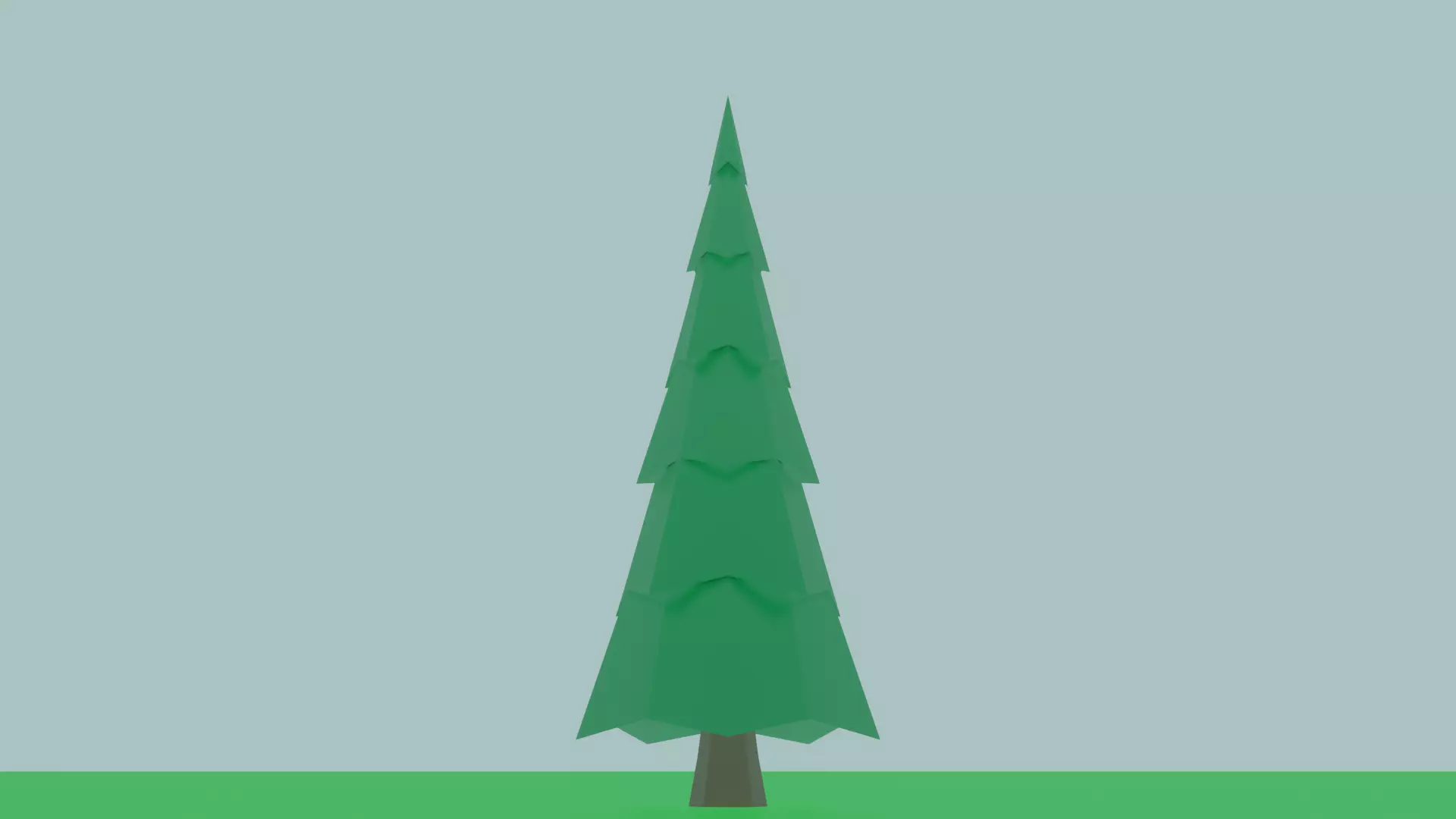 Low Poly Fir tall pine tree in middle of field Free low-poly 3D model_0