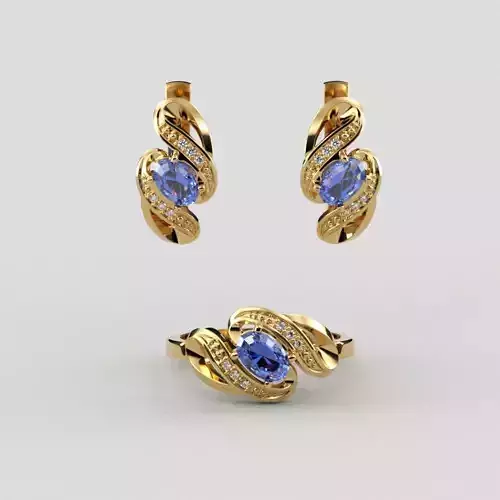 Women jewelry set ring and earrings CAD 3dm stl