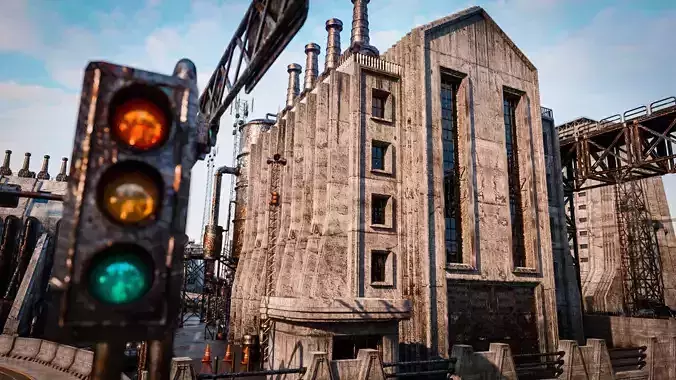 INDUSTRIAL SCIFI BUILDING 02 Low-poly 3D model