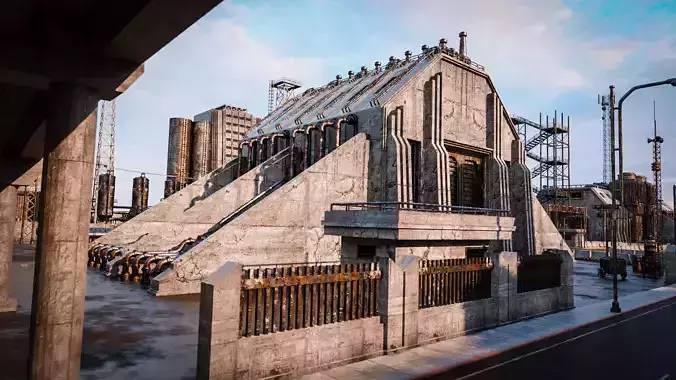 INDUSTRIAL SCIFI BUILDING 03 Low-poly 3D model