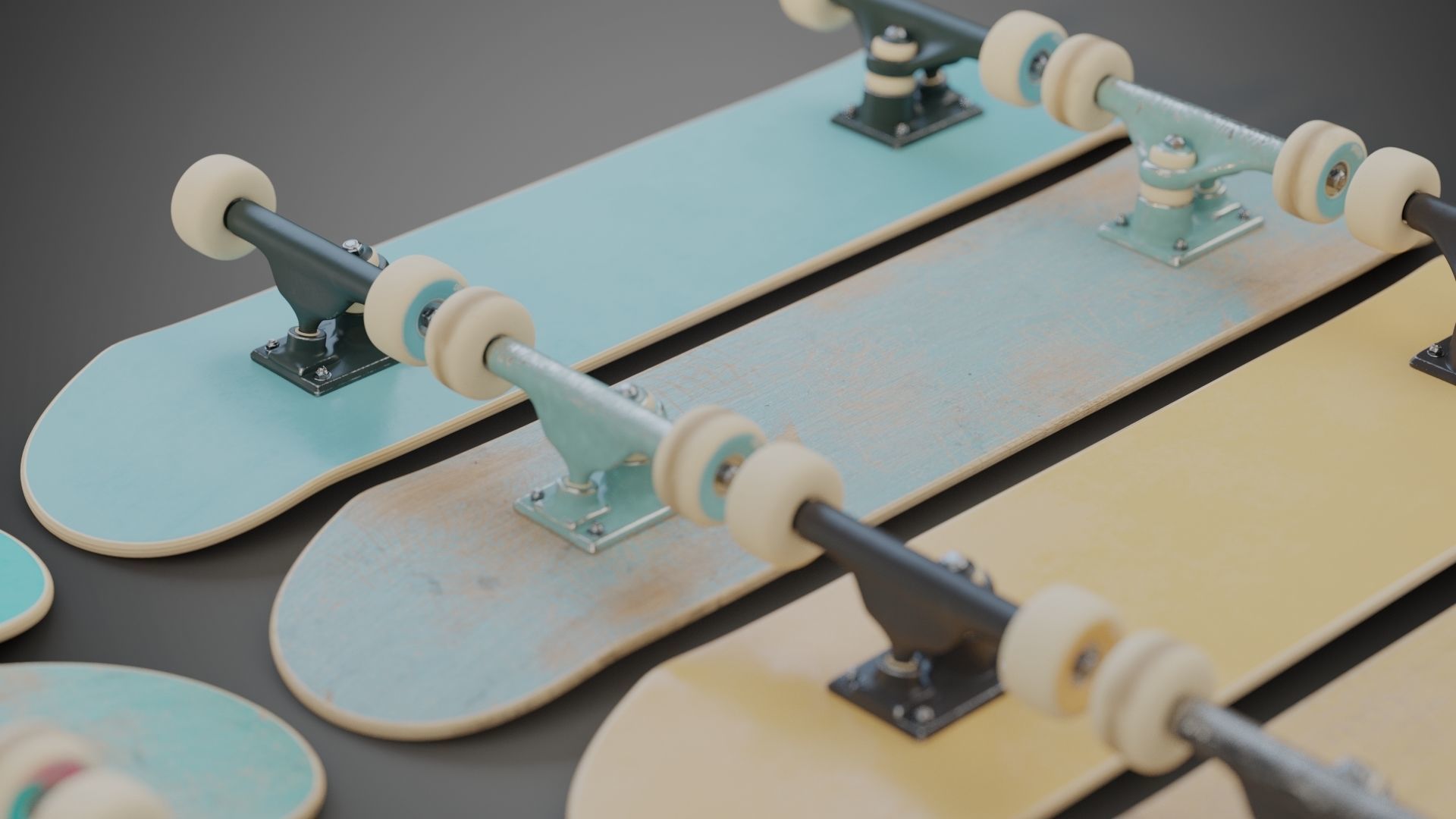 Realistic skateboard group of skateboards 3D model_7