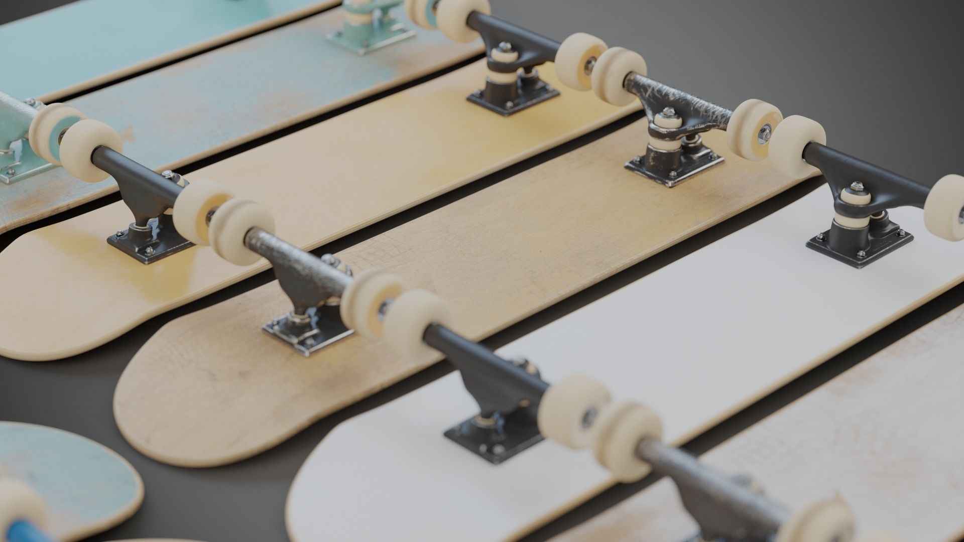 Realistic skateboard group of skateboards 3D model_6