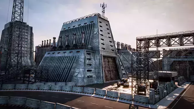 INDUSTRIAL SCIFI BUILDING 04 Low-poly 3D model