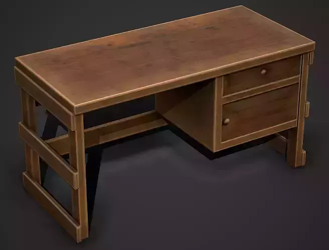 Old Wooden Table 01 Low Poly Mobile Ready Low-poly 3D model