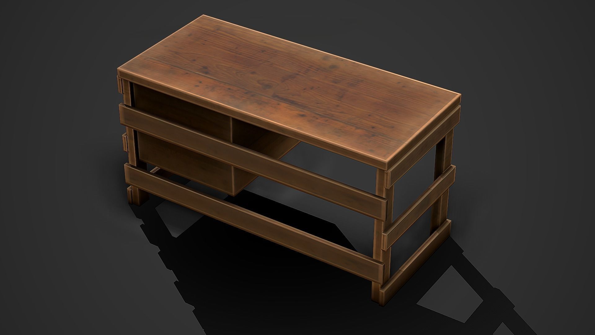 Old Wooden Table 01 Low Poly Mobile Ready Low-poly 3D model_3
