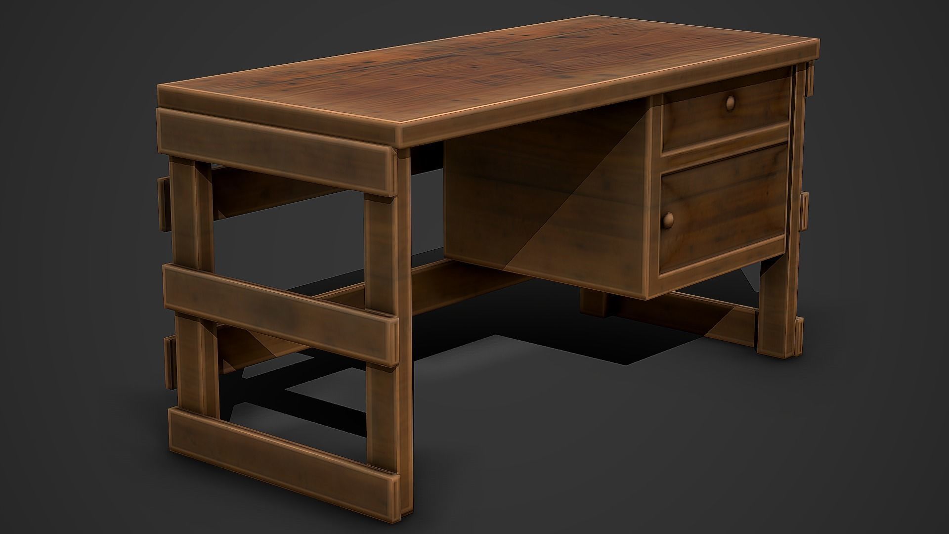 Old Wooden Table 01 Low Poly Mobile Ready Low-poly 3D model_4
