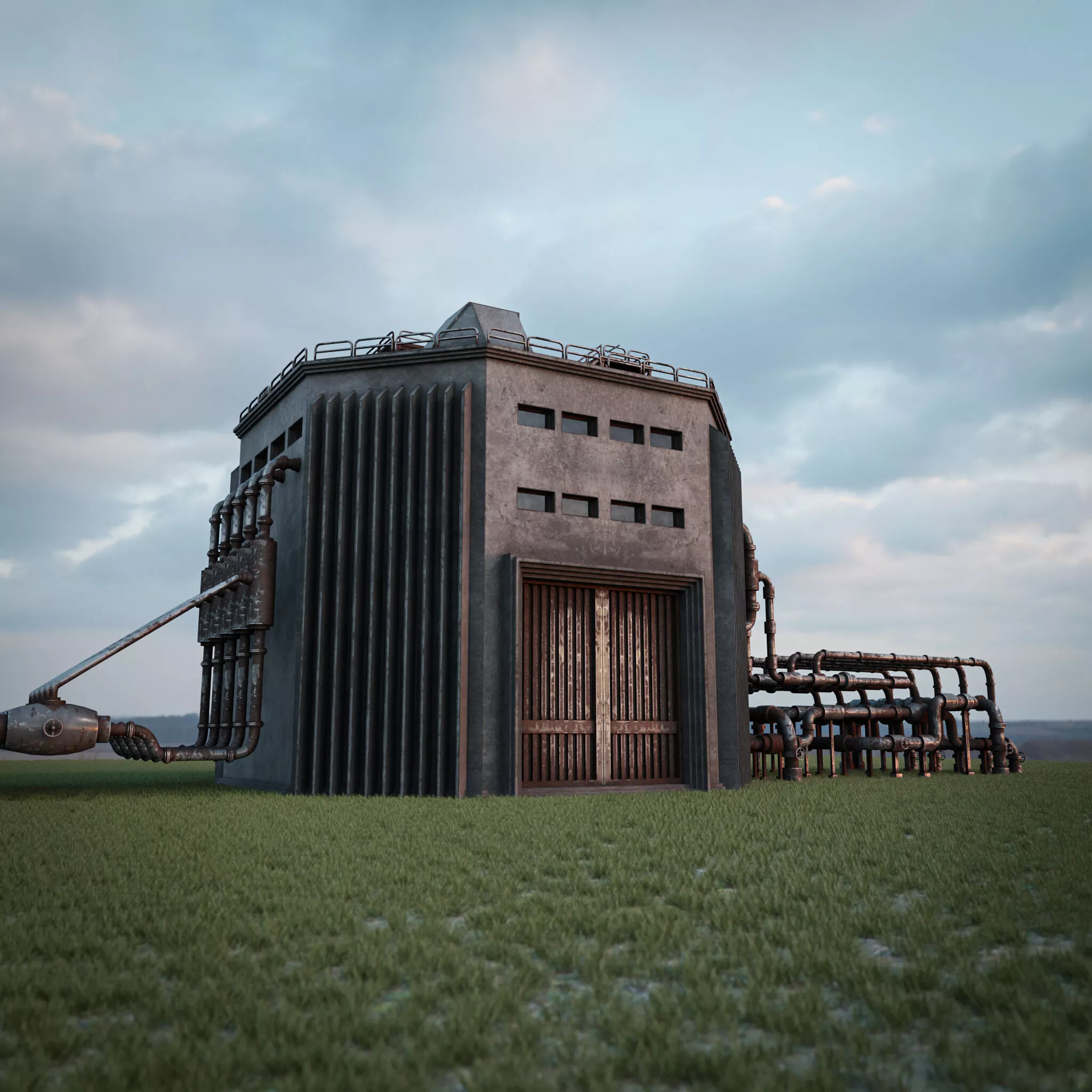 INDUSTRIAL SCIFI BUILDING 06 Low-poly 3D model