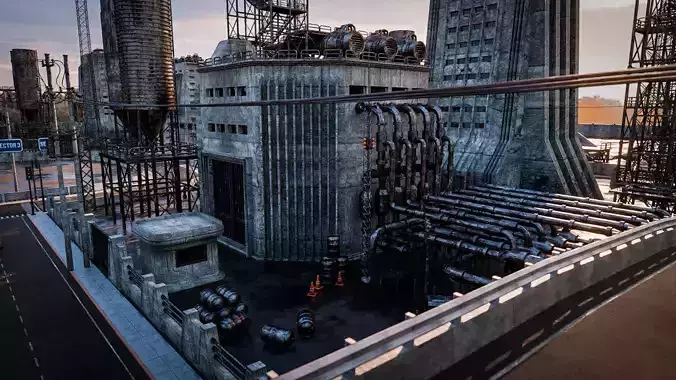 INDUSTRIAL SCIFI BUILDING 06 Low-poly 3D model