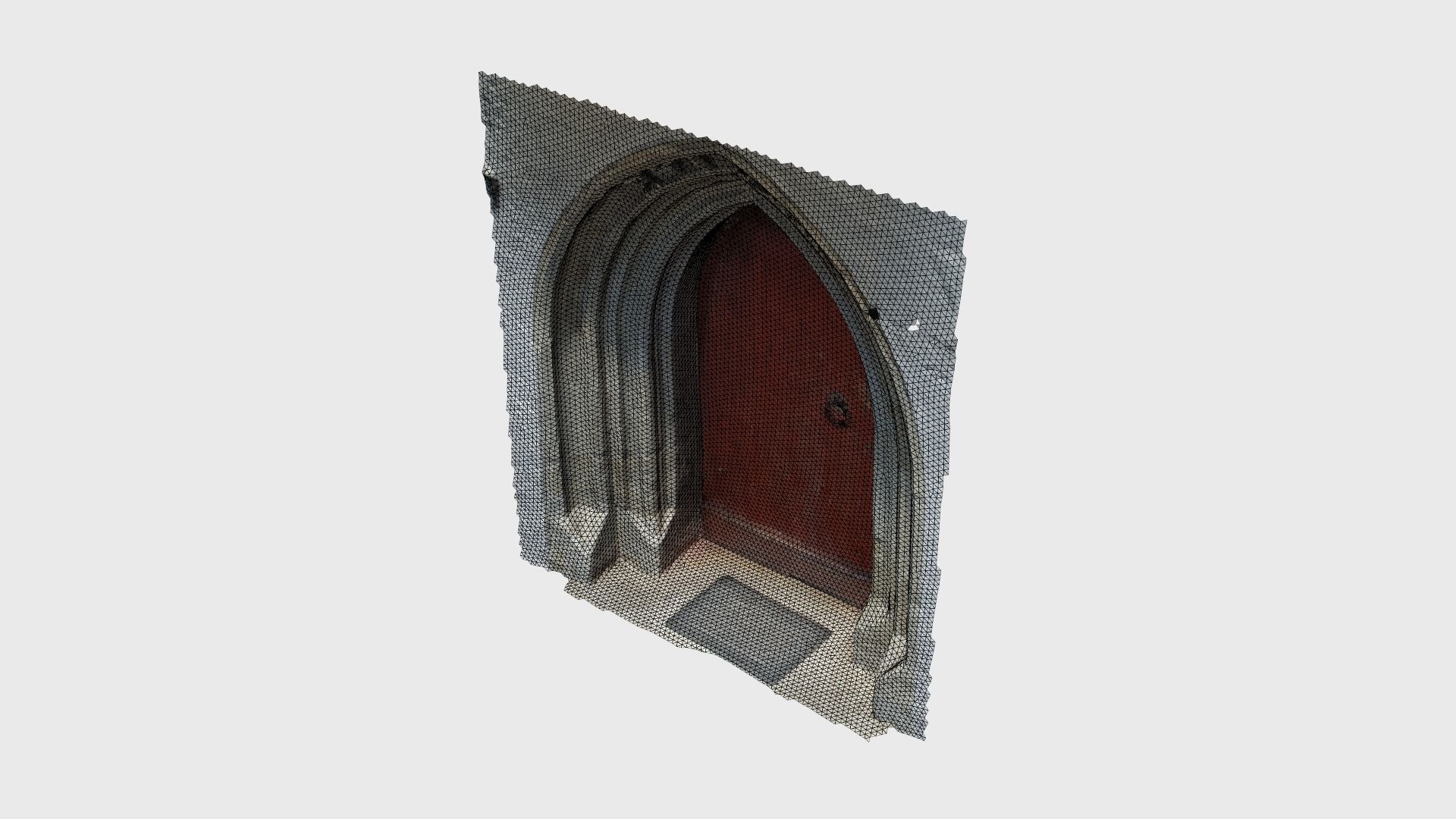 Medieval gothic chapel door portal Low-poly 3D model_27