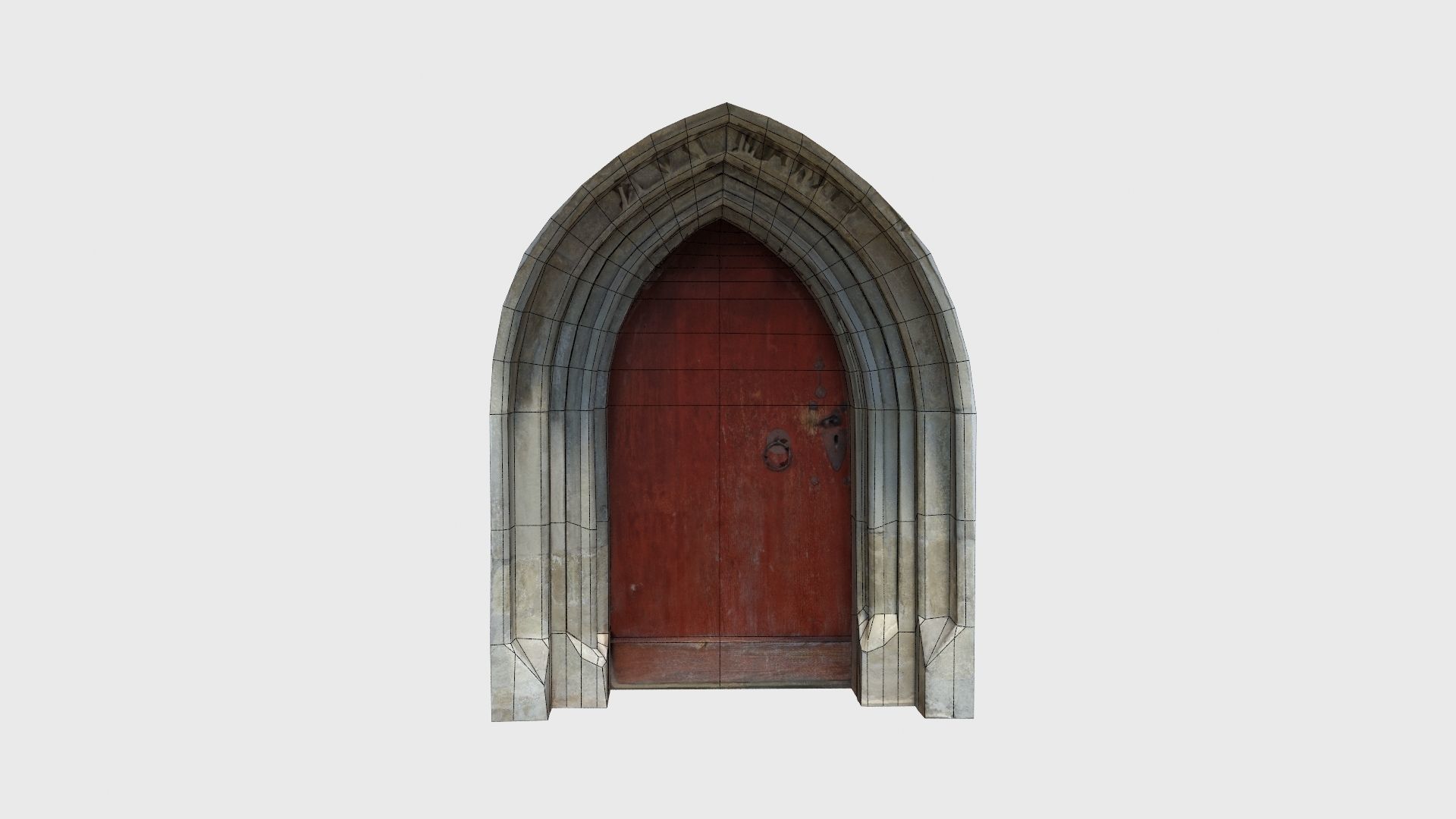 Medieval gothic chapel door portal Low-poly 3D model_48