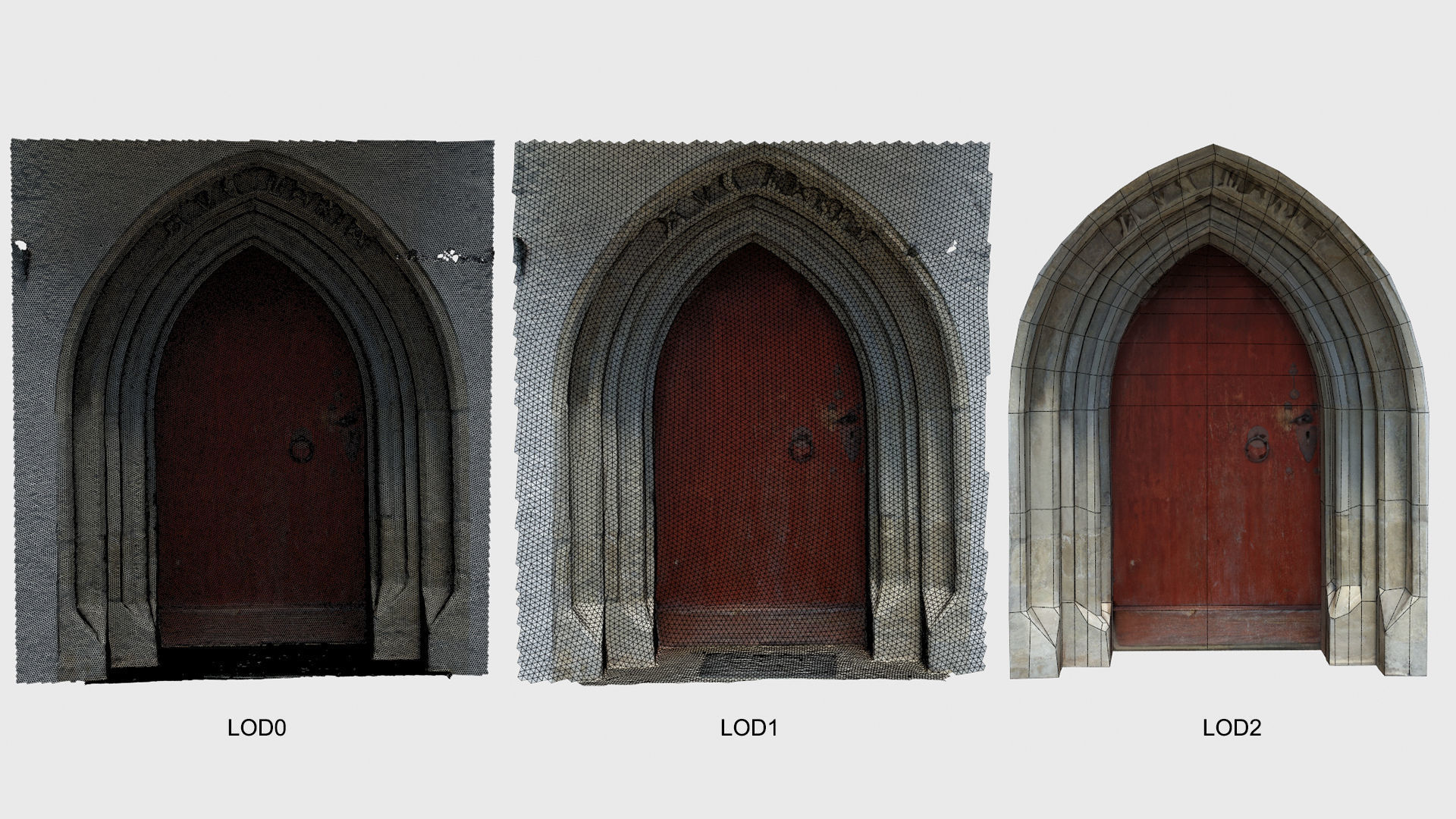 Medieval gothic chapel door portal Low-poly 3D model_1