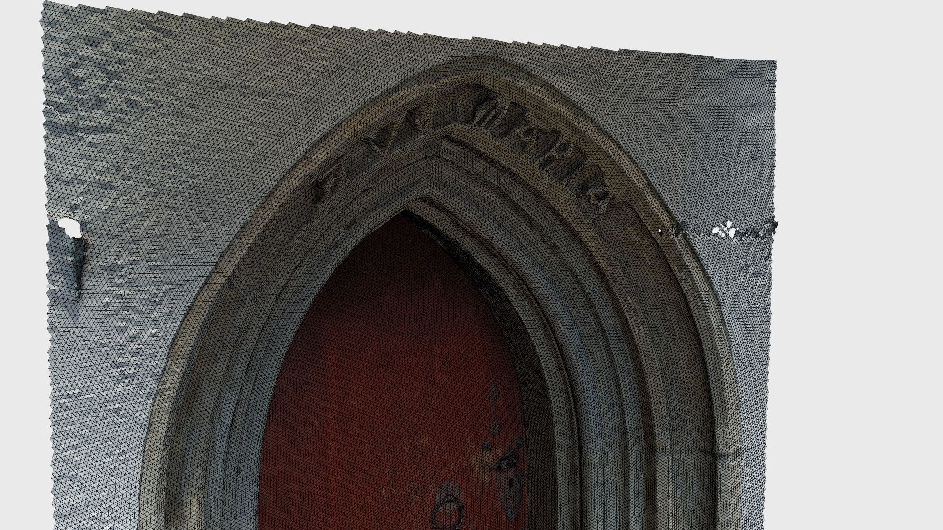 Medieval gothic chapel door portal Low-poly 3D model_19