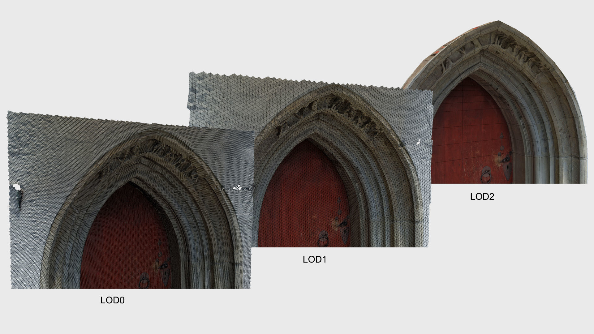 Medieval gothic chapel door portal Low-poly 3D model_2