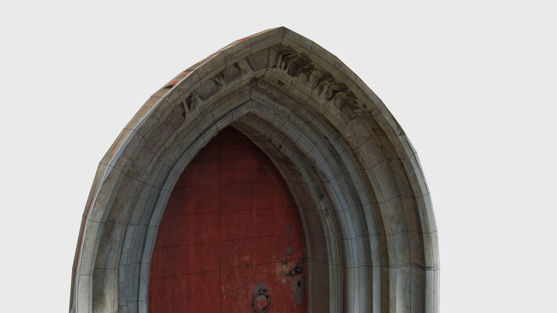 Medieval gothic chapel door portal Low-poly 3D model_49