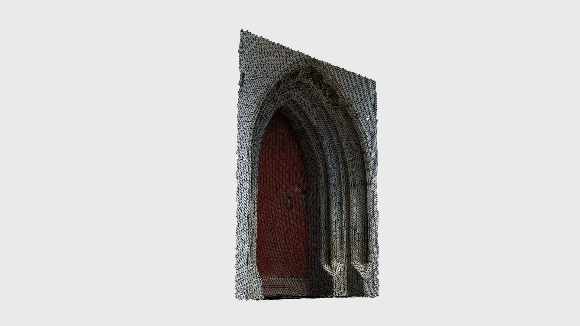 Medieval gothic chapel door portal Low-poly 3D model_29