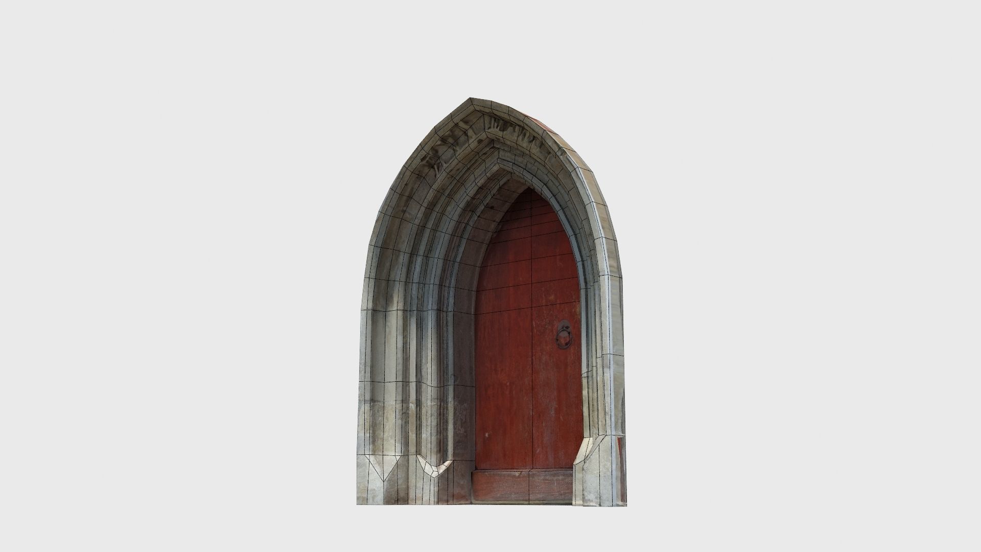 Medieval gothic chapel door portal Low-poly 3D model_46