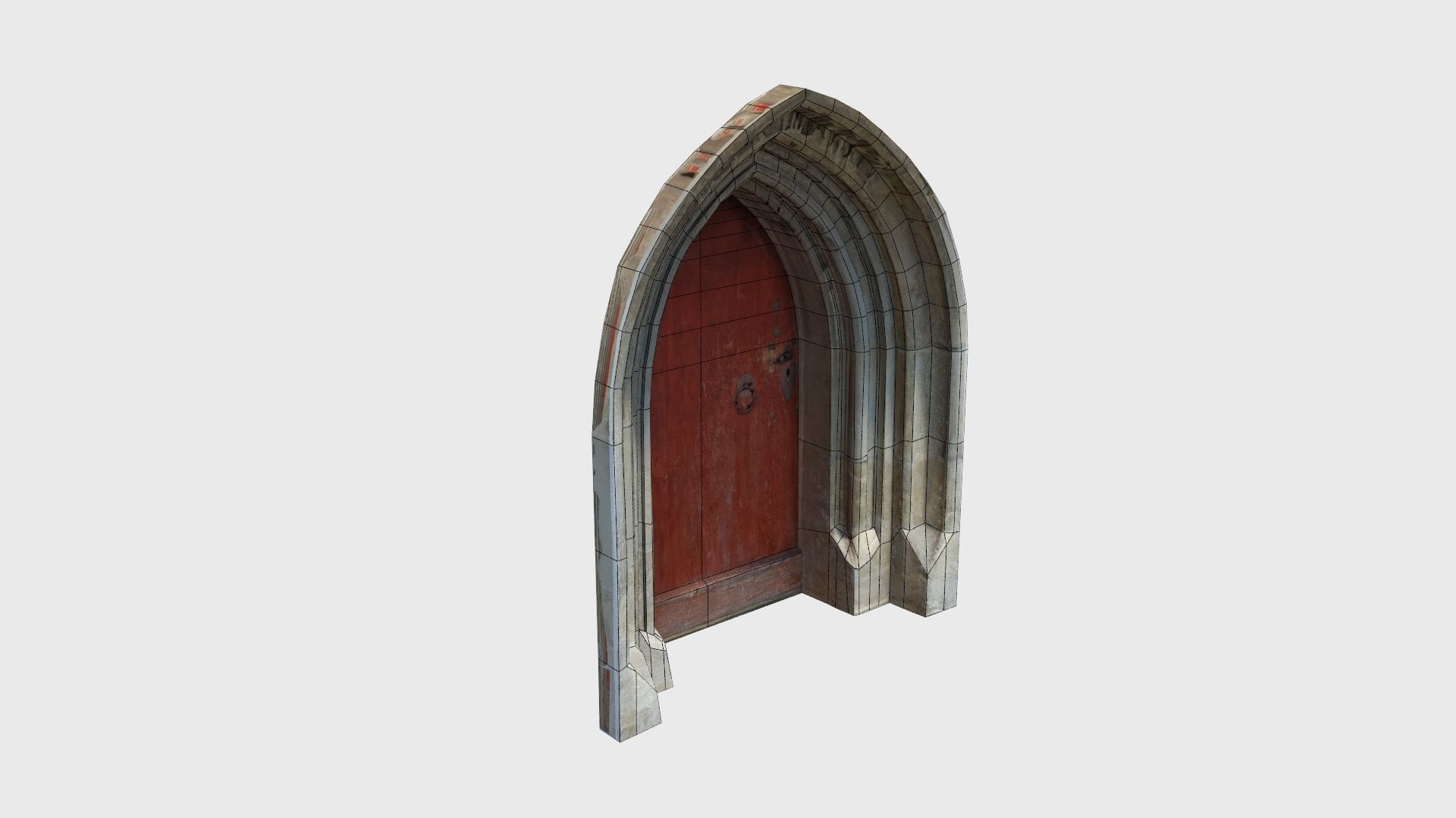 Medieval gothic chapel door portal Low-poly 3D model_44