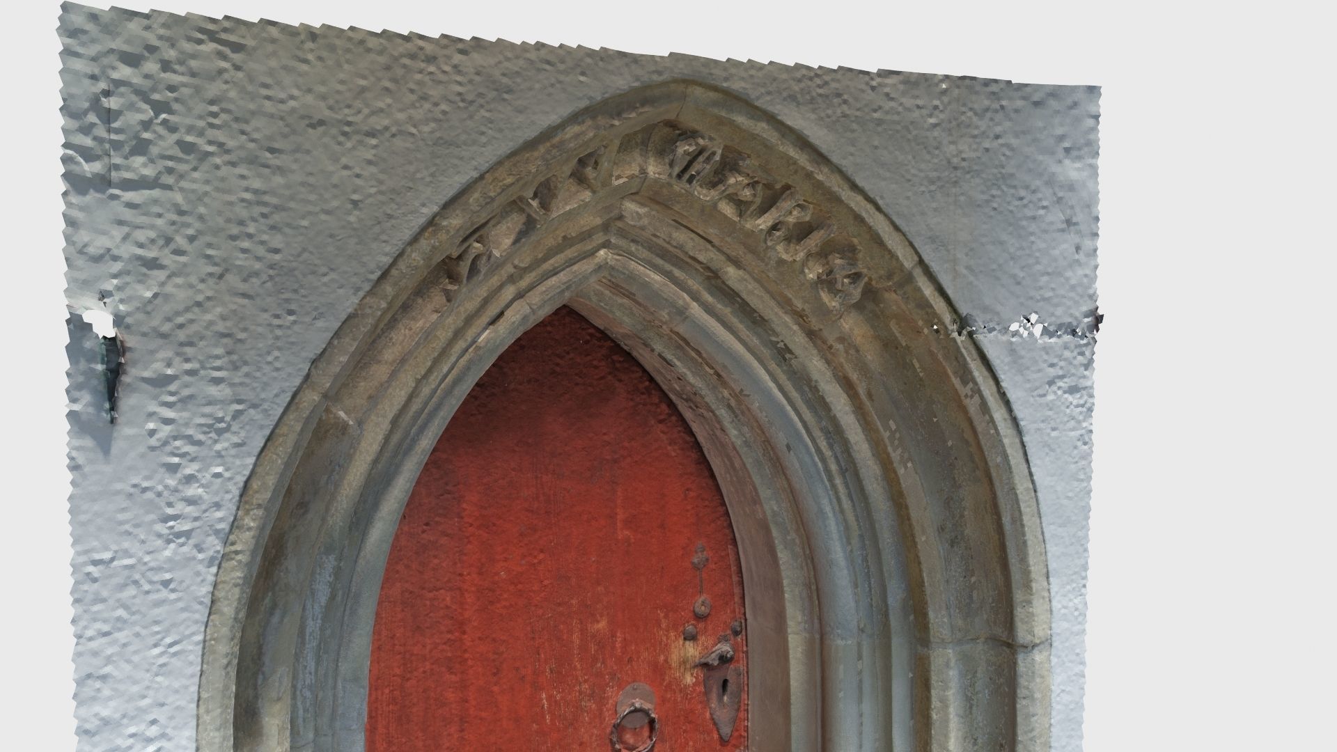 Medieval gothic chapel door portal Low-poly 3D model_7