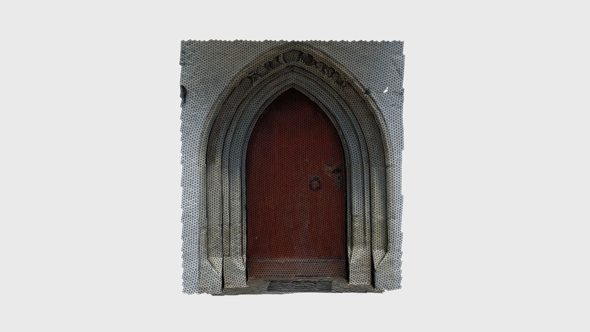 Medieval gothic chapel door portal Low-poly 3D model_30