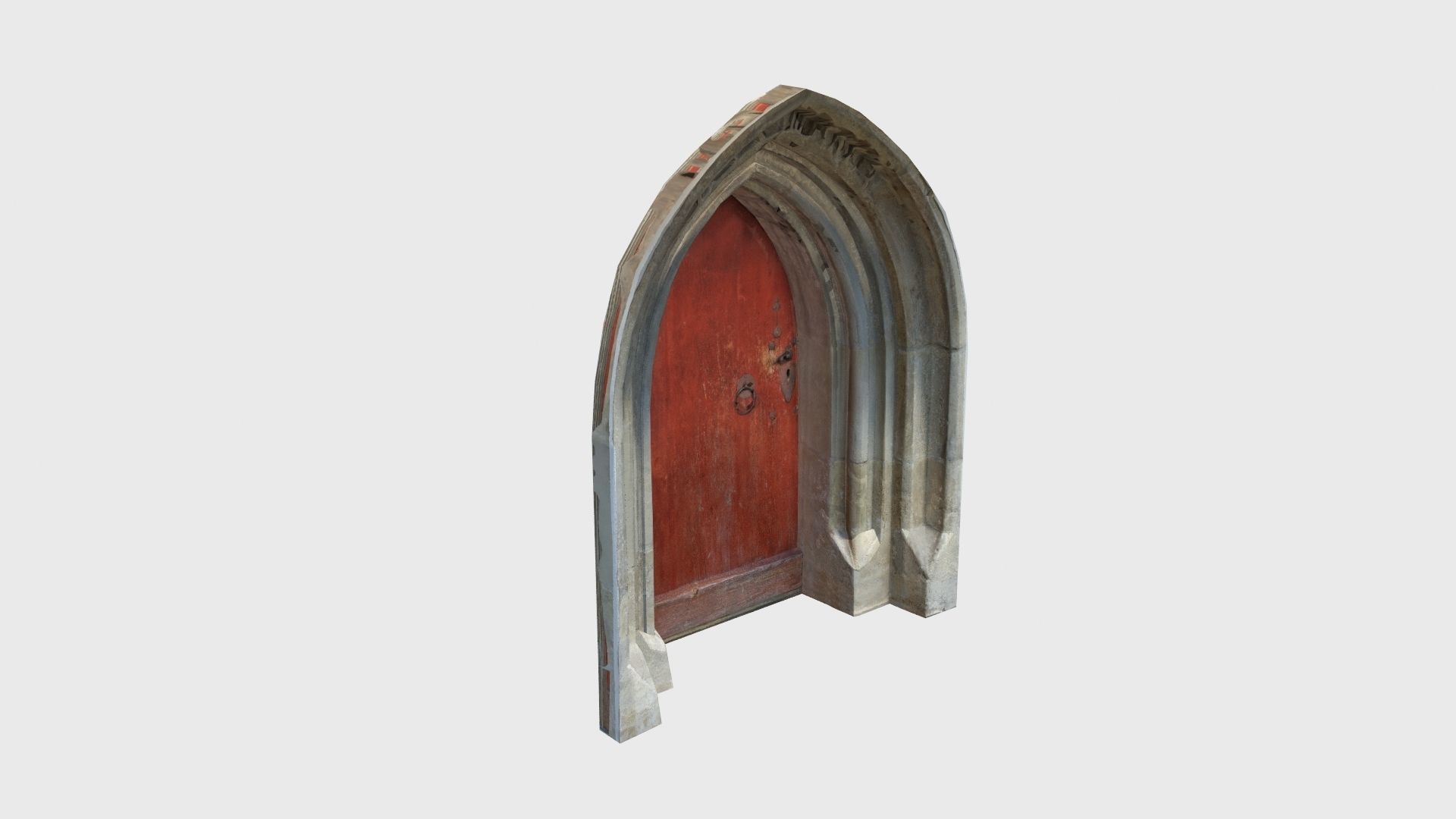 Medieval gothic chapel door portal Low-poly 3D model_38