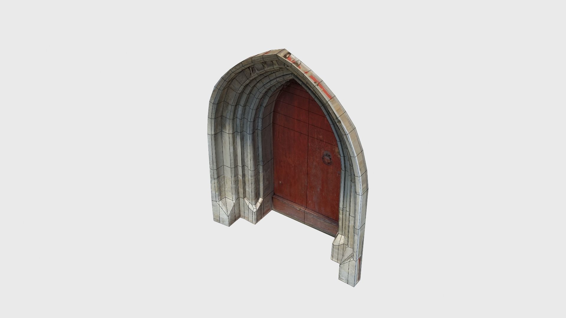 Medieval gothic chapel door portal Low-poly 3D model_45