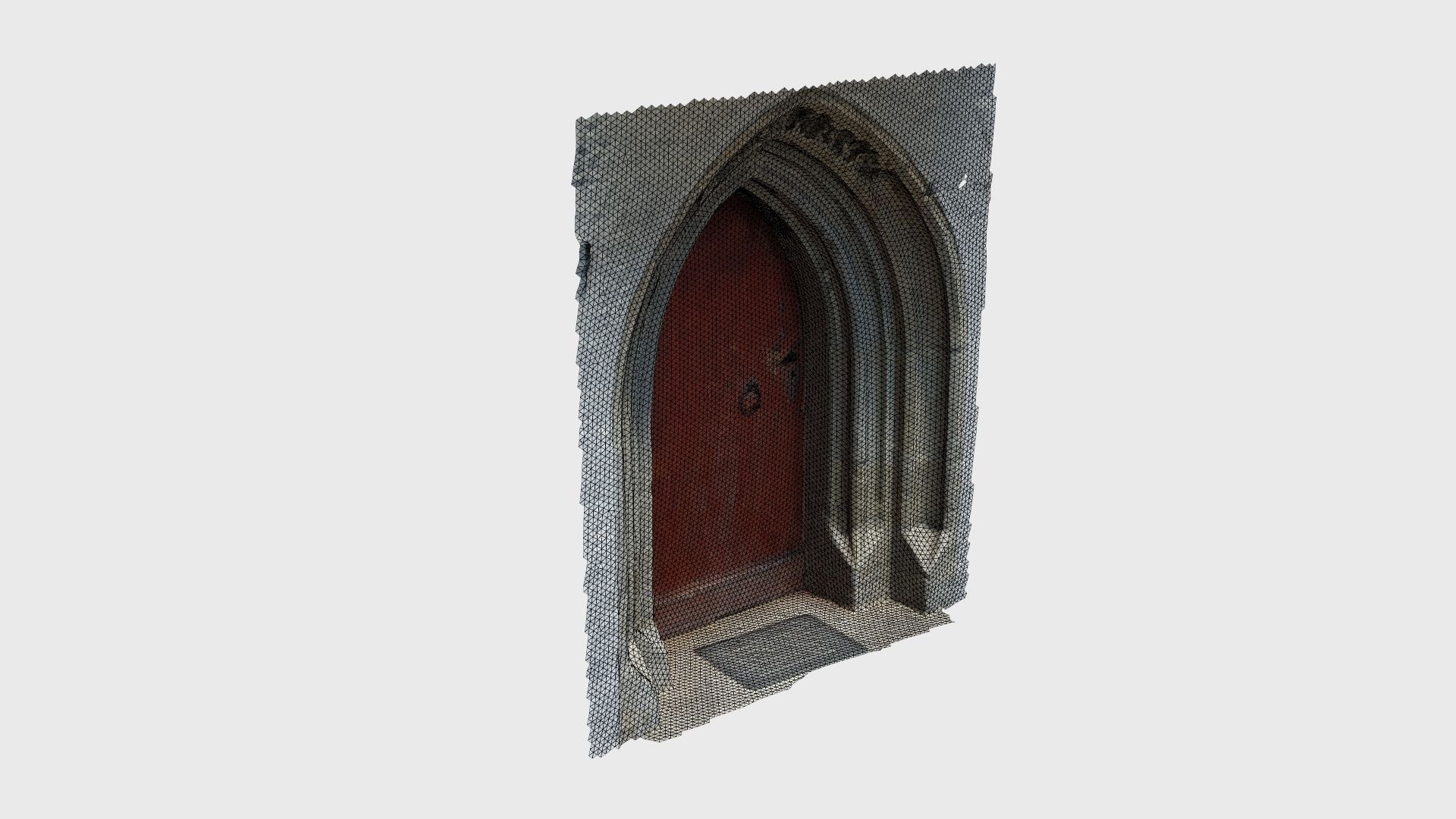 Medieval gothic chapel door portal Low-poly 3D model_26