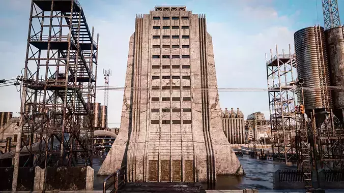INDUSTRIAL SCIFI BUILDING 07 Low-poly 3D model
