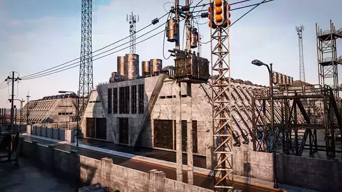 INDUSTRIAL SCIFI BUILDING 08 Low-poly 3D model