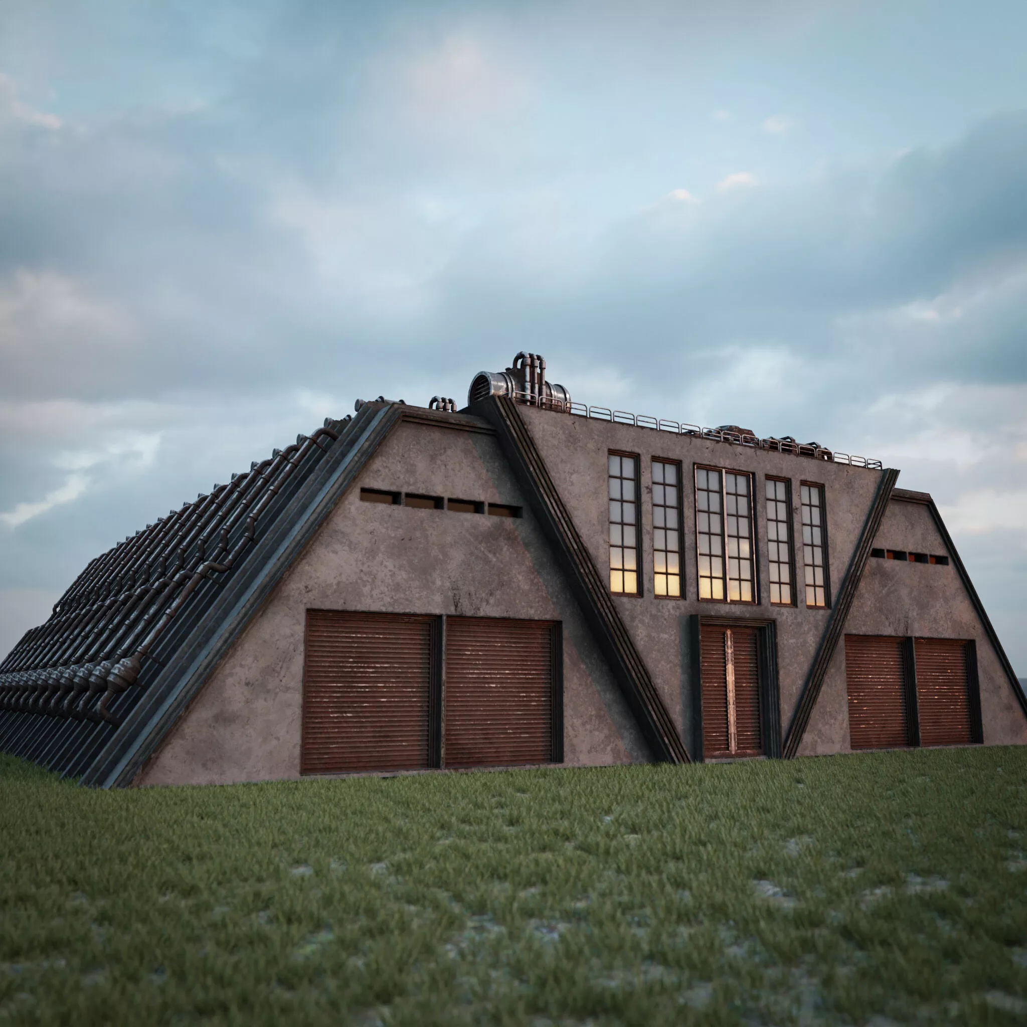 INDUSTRIAL SCIFI BUILDING 08 Low-poly 3D model