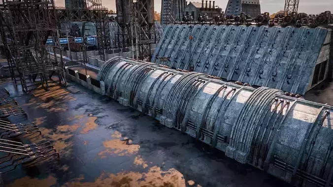 INDUSTRIAL SCIFI BUILDING 09 Low-poly 3D model