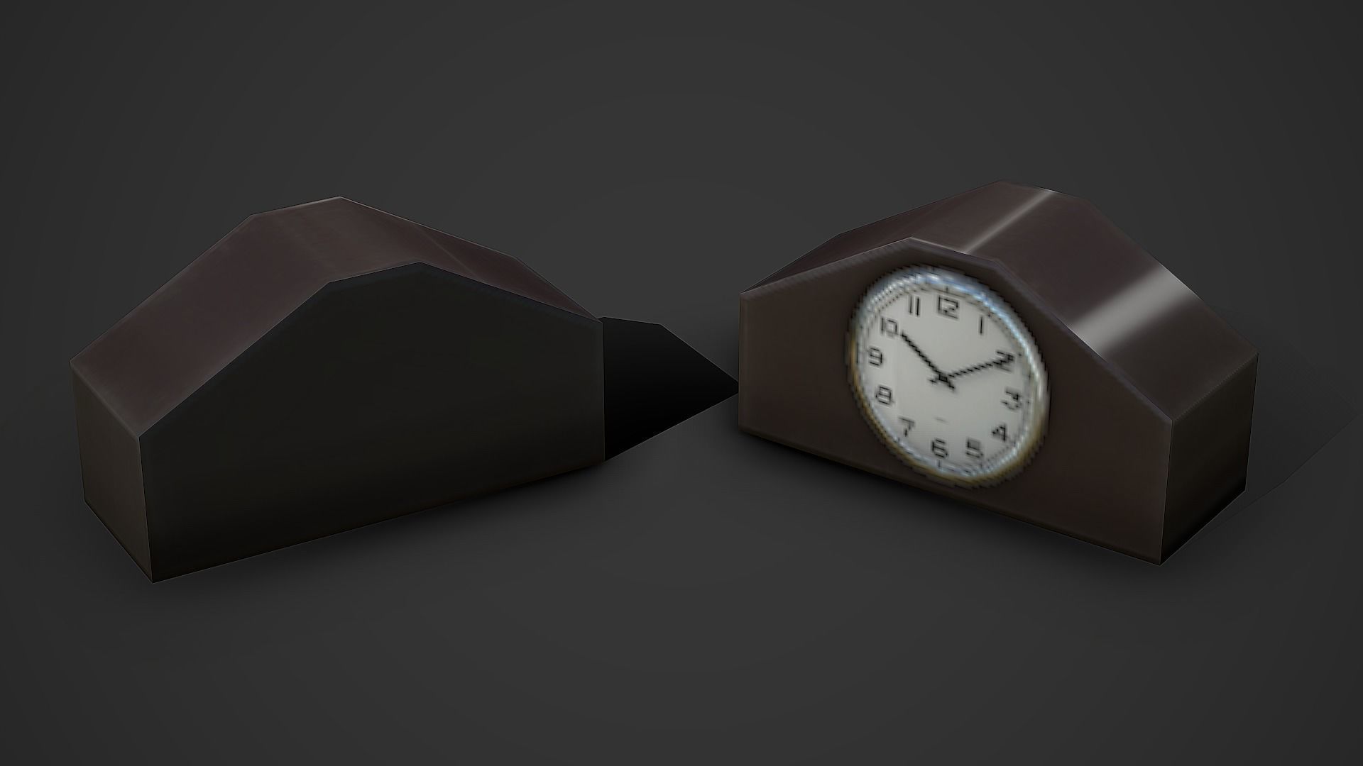 Vintage Table Clock Low Poly Mobile Ready Low-poly 3D model_1