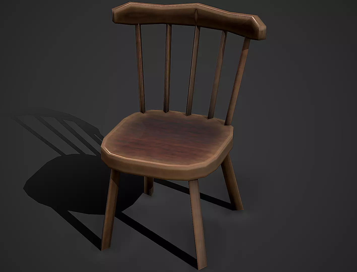Old Wooden Chair 01 Low Poly Mobile Ready Low-poly 3D model_0