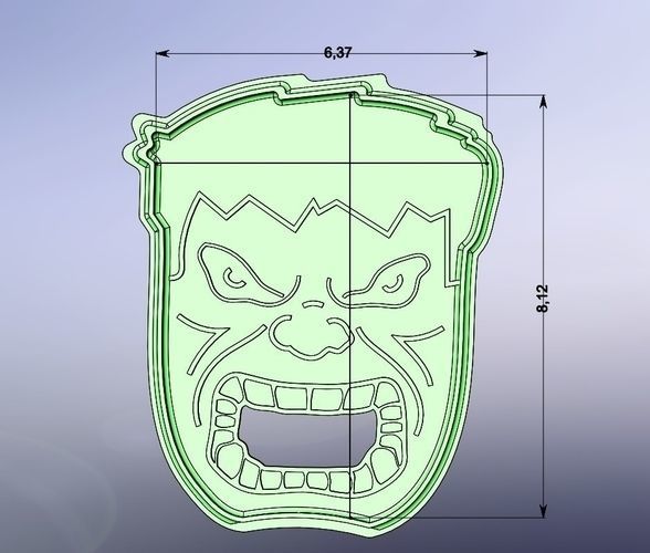 Cookie cutter Hulk-100 3D print model_1