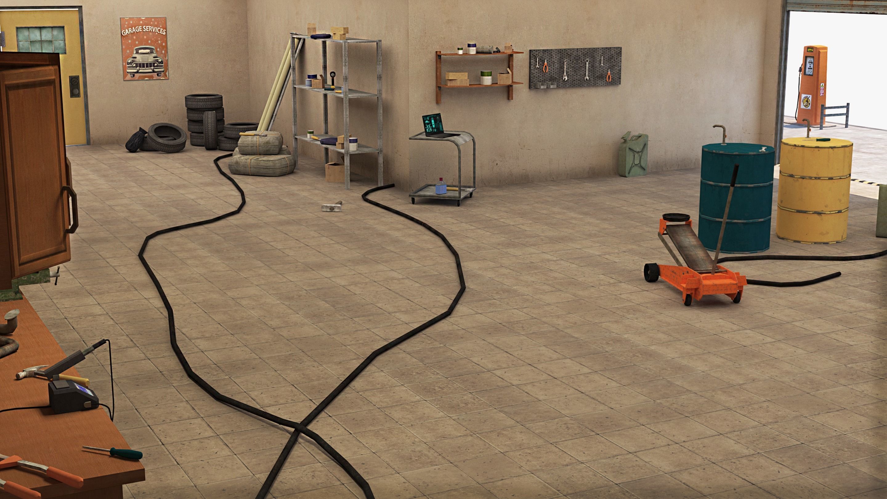 Car Repair Workshop Low-poly 3D model_10