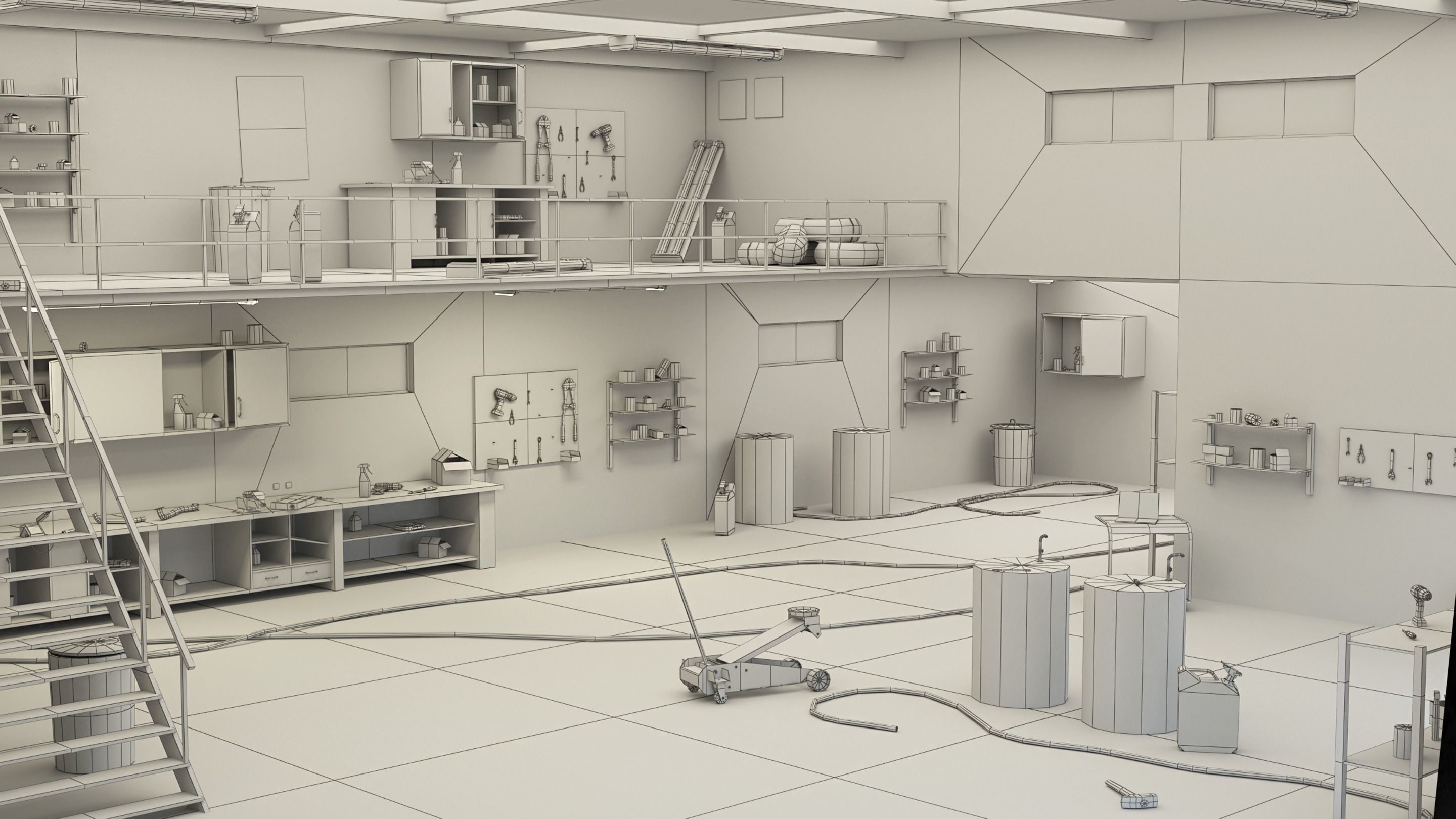 Car Repair Workshop Low-poly 3D model_3