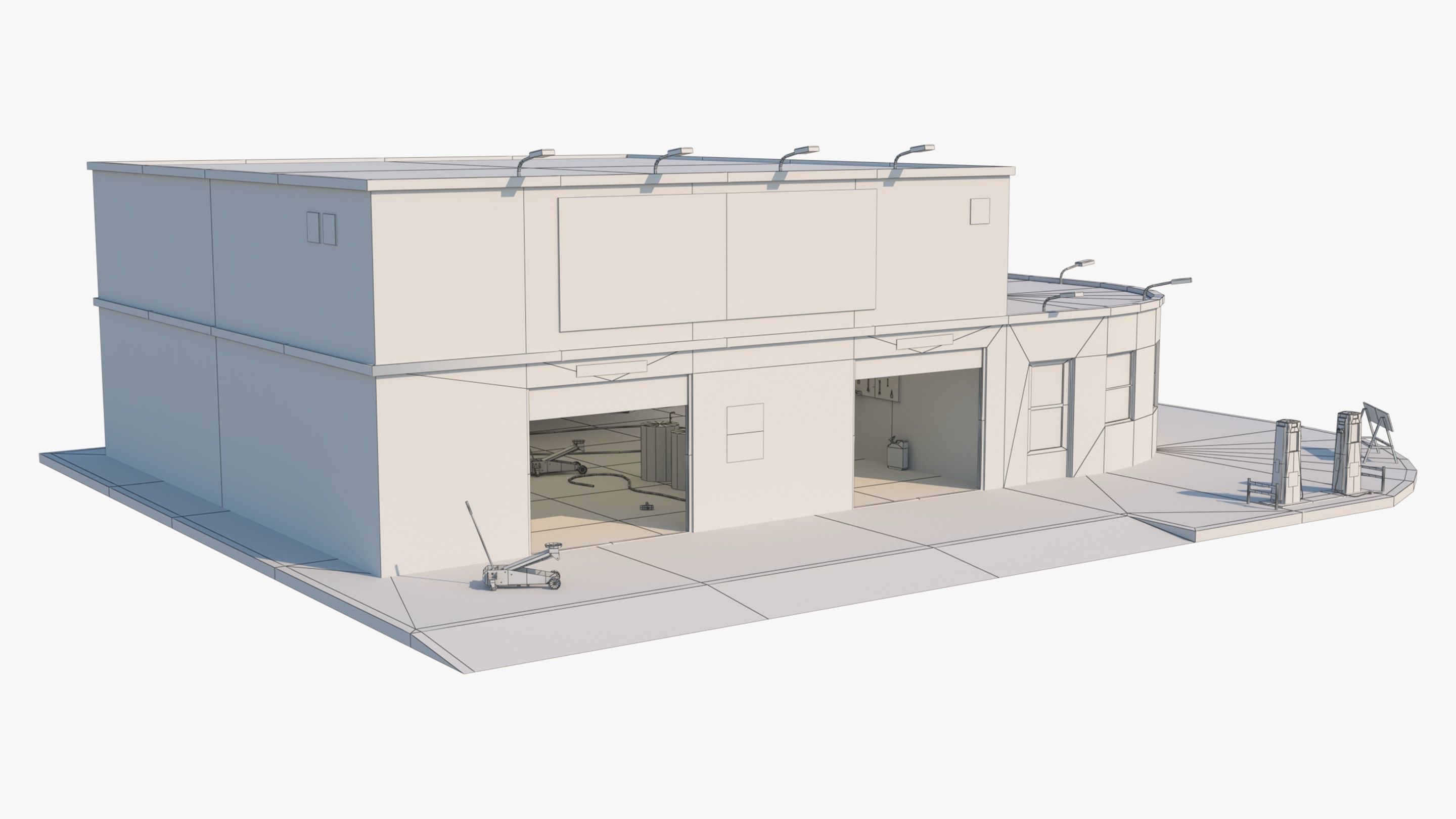 Car Repair Workshop Low-poly 3D model_5