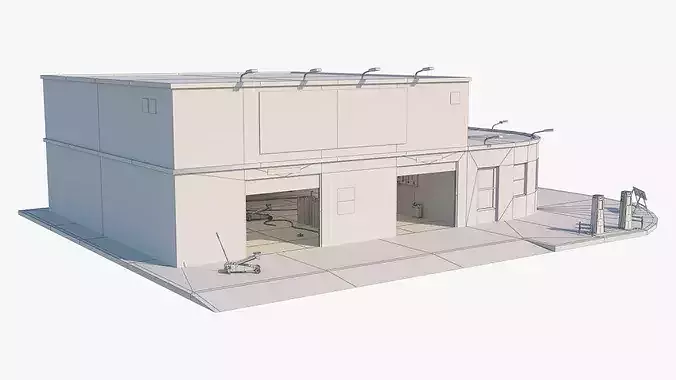 Car Repair Workshop Low-poly 3D model 6