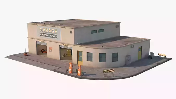 Car Repair Workshop Low-poly 3D model