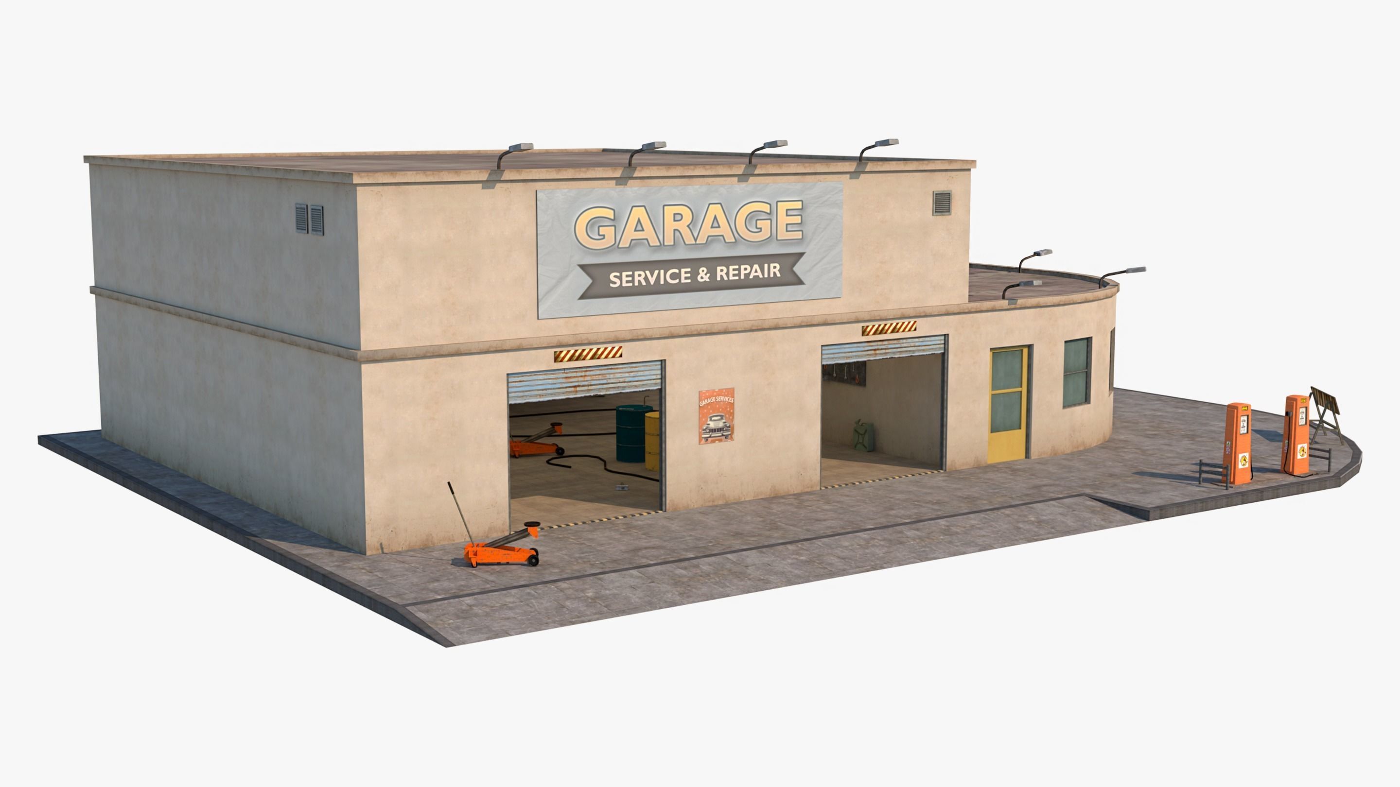 Car Repair Workshop Low-poly 3D model_4